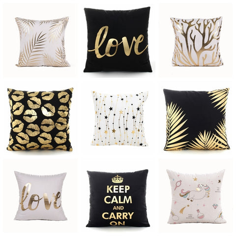 Golden Love Leaves Cushion Covers 45x45cm