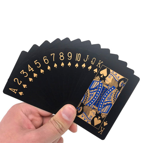 Gold on Black Waterproof Plastic Playing Cards
