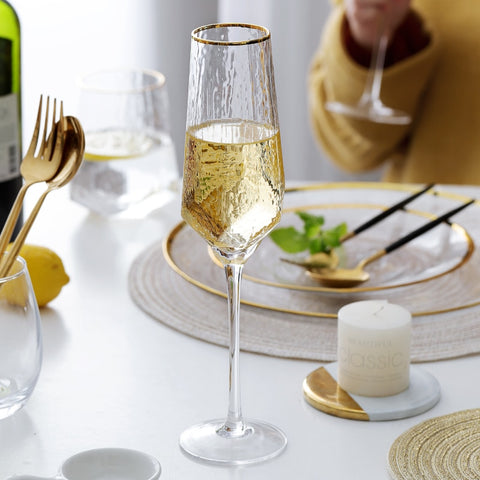 Champagne Flute 220ml - Gold Rimmed