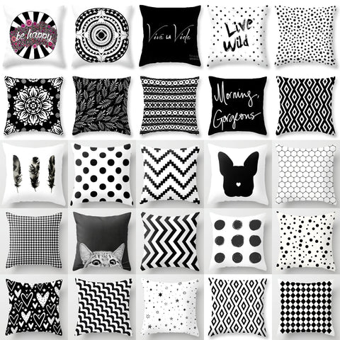 Simple Black White Geometry Cushion Covers 45x45cm